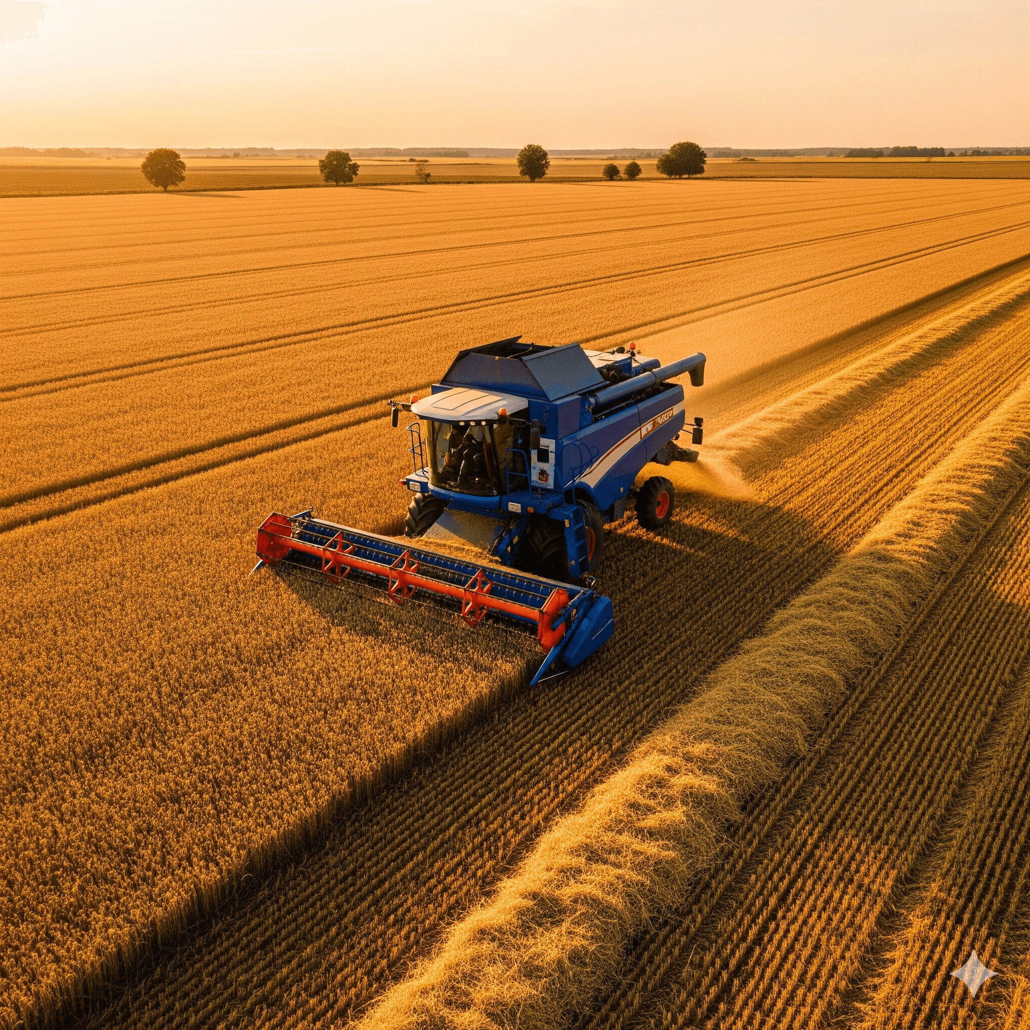 Harvester on a field