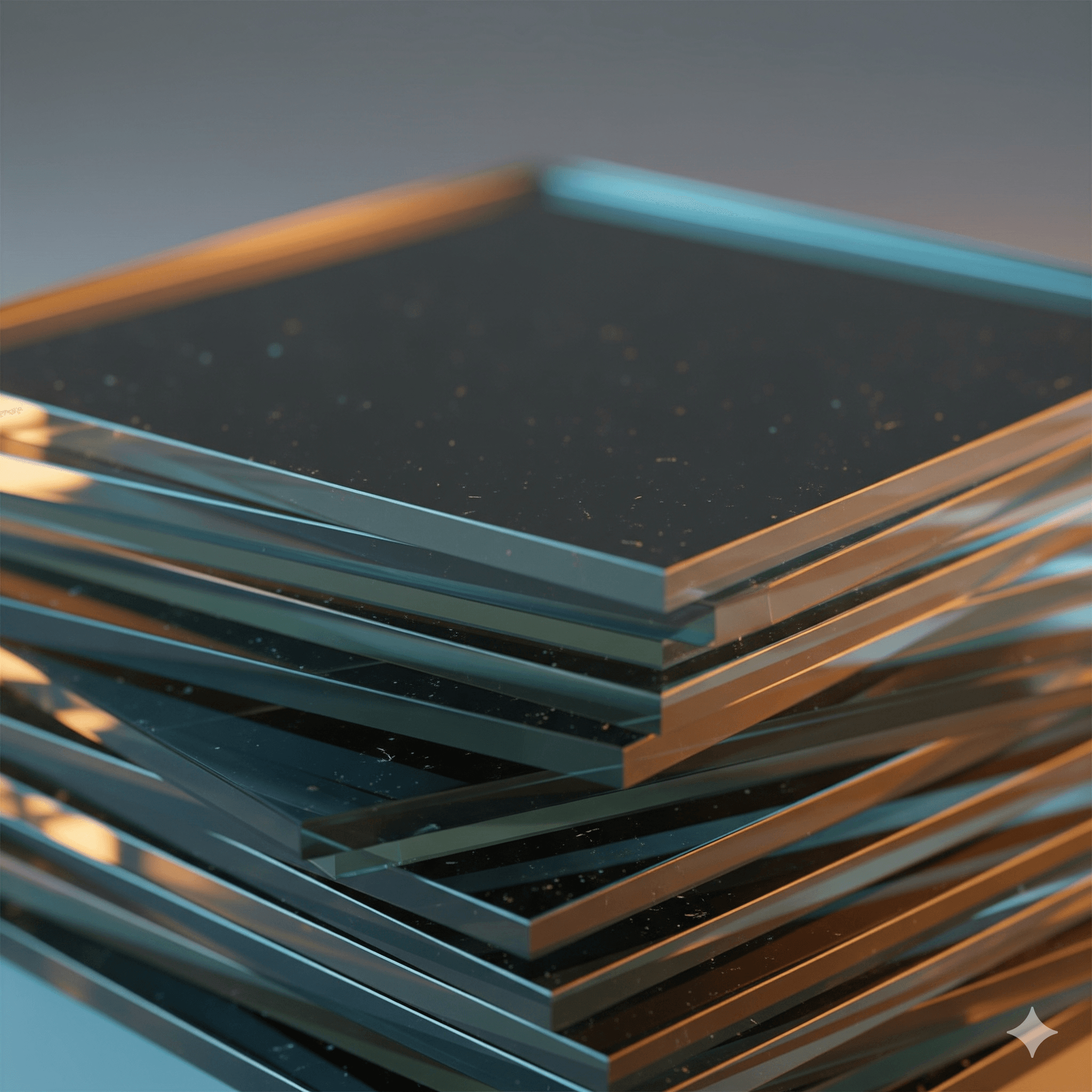 Multiple glass panes on top of each other