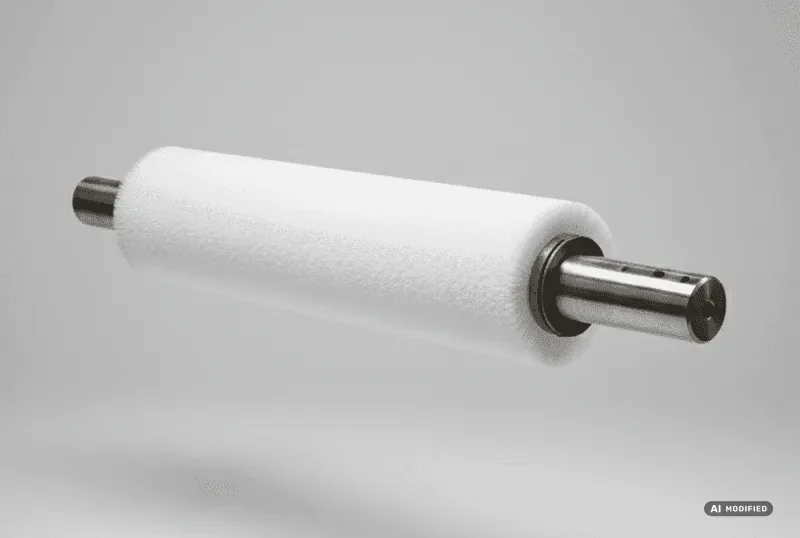 Cleaning brush fitted with the finest nylon bristles for pickling lines and other applications (AI-modified)