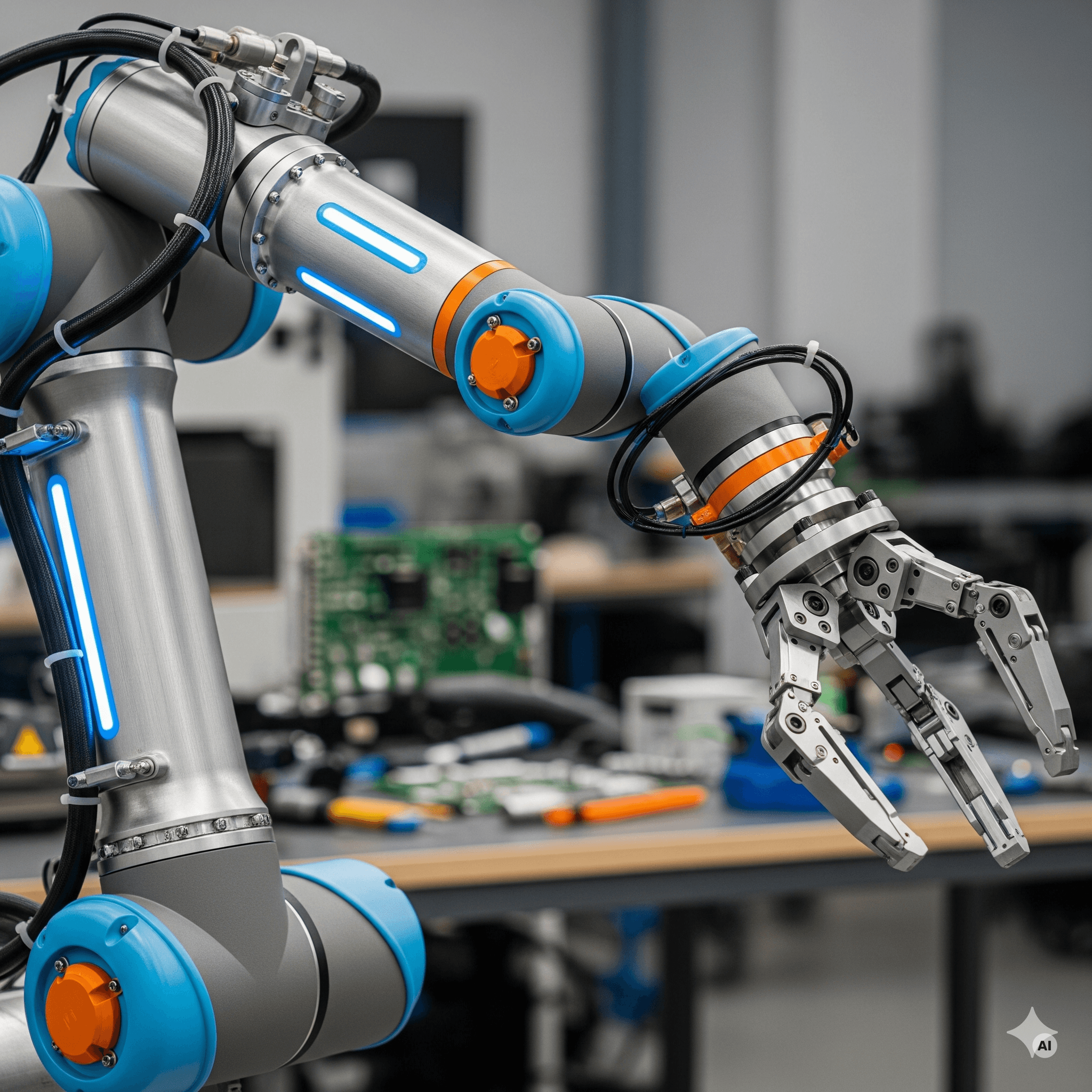  Robot arm in an engineering environment (KI-generiert)