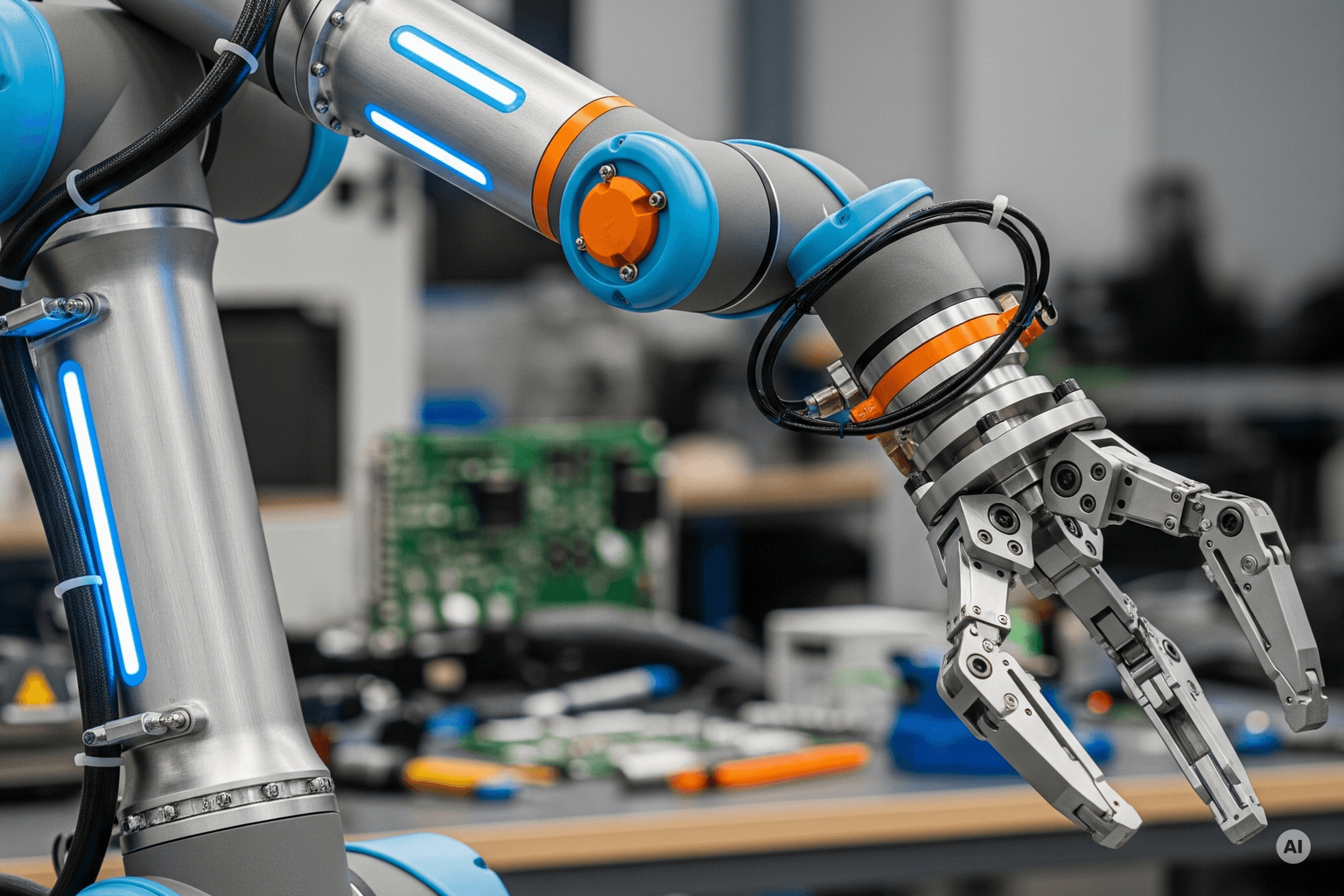 Robot arm in an engineering environment (KI-generiert)